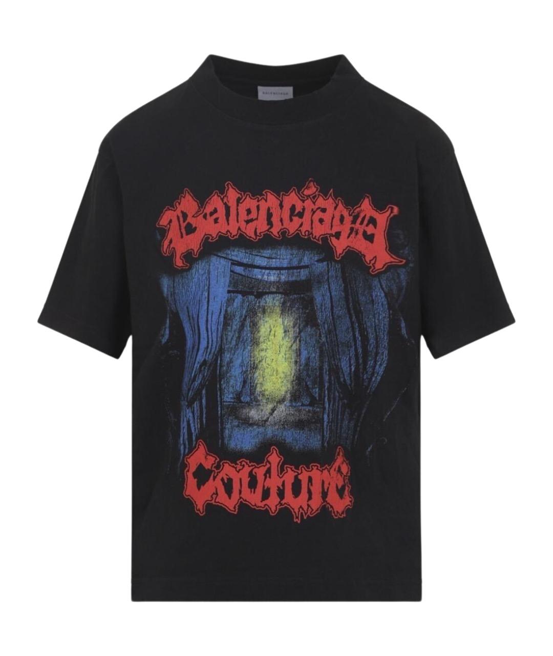 BALENCIAGA Черная хлопковая футболка, фото 1