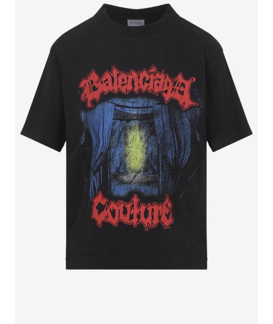 BALENCIAGA Черная хлопковая футболка, фото 4