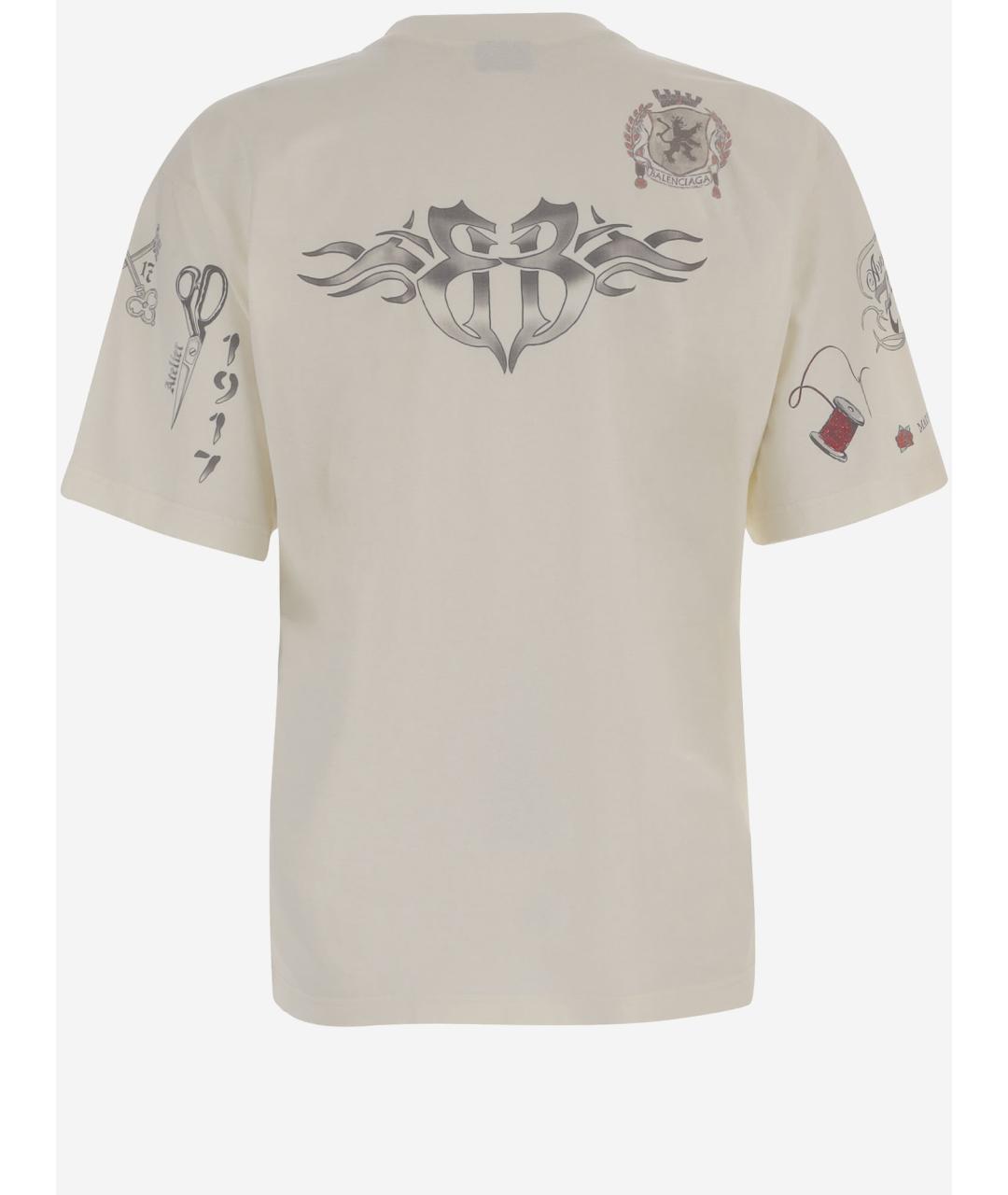 BALENCIAGA Белая хлопковая футболка, фото 2