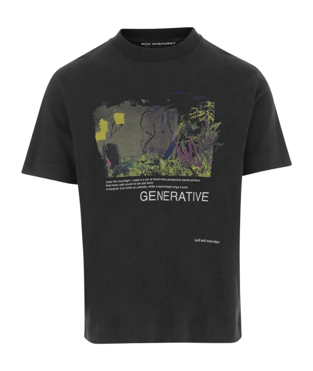 AND WANDER Черная хлопковая футболка, фото 1