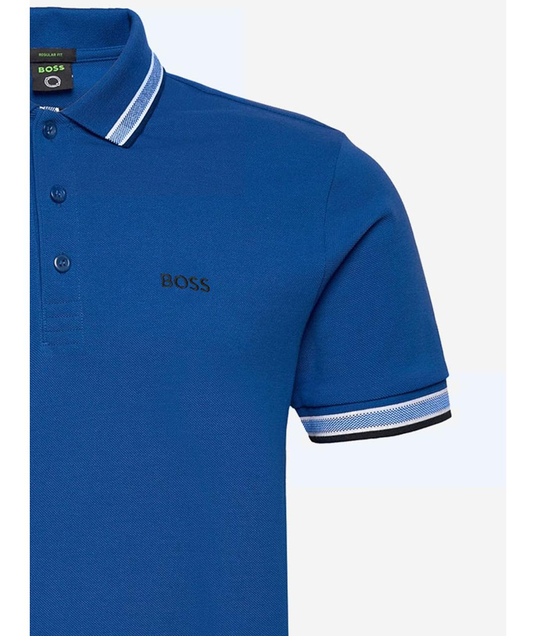 HUGO BOSS Синее хлопковое поло с коротким рукавом, фото 3