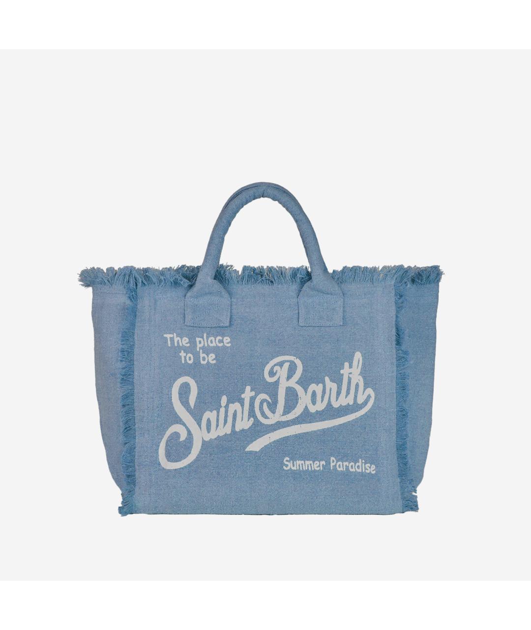 MC2 SAINT BARTH Голубая тканевая сумка тоут, фото 3
