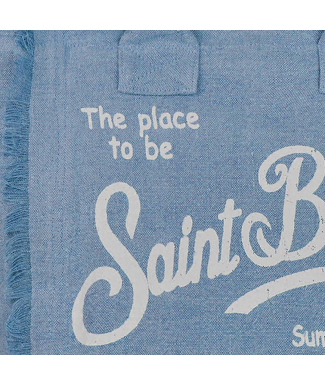 MC2 SAINT BARTH Голубая тканевая сумка тоут, фото 4