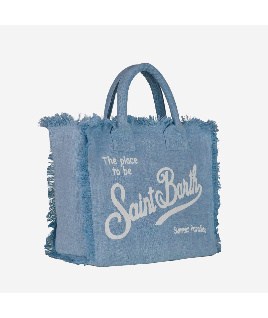 MC2 SAINT BARTH Голубая тканевая сумка тоут, фото 2