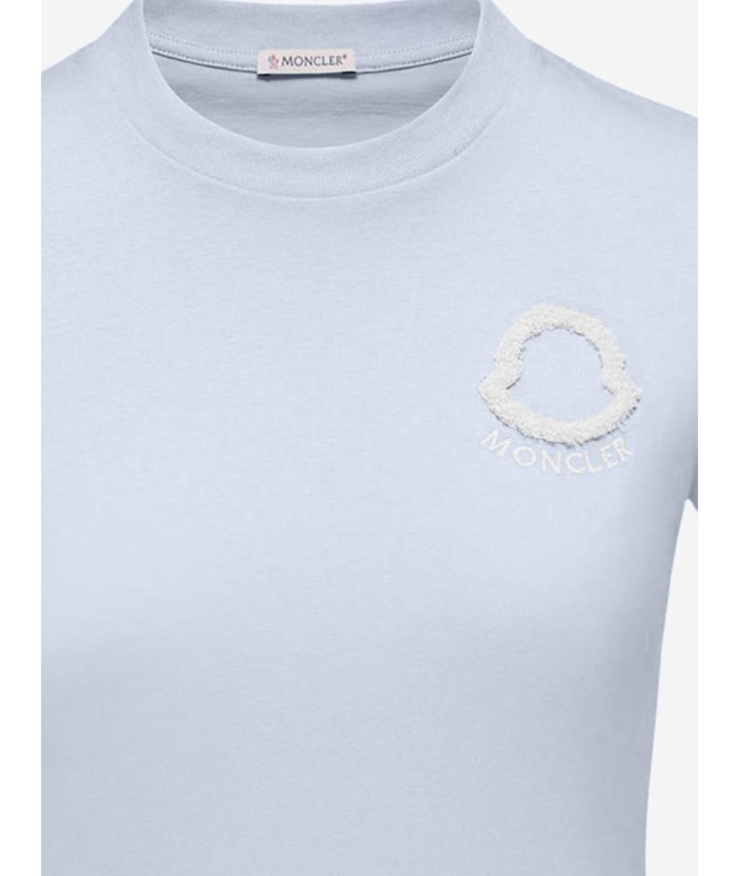 MONCLER Голубая хлопковая футболка, фото 3