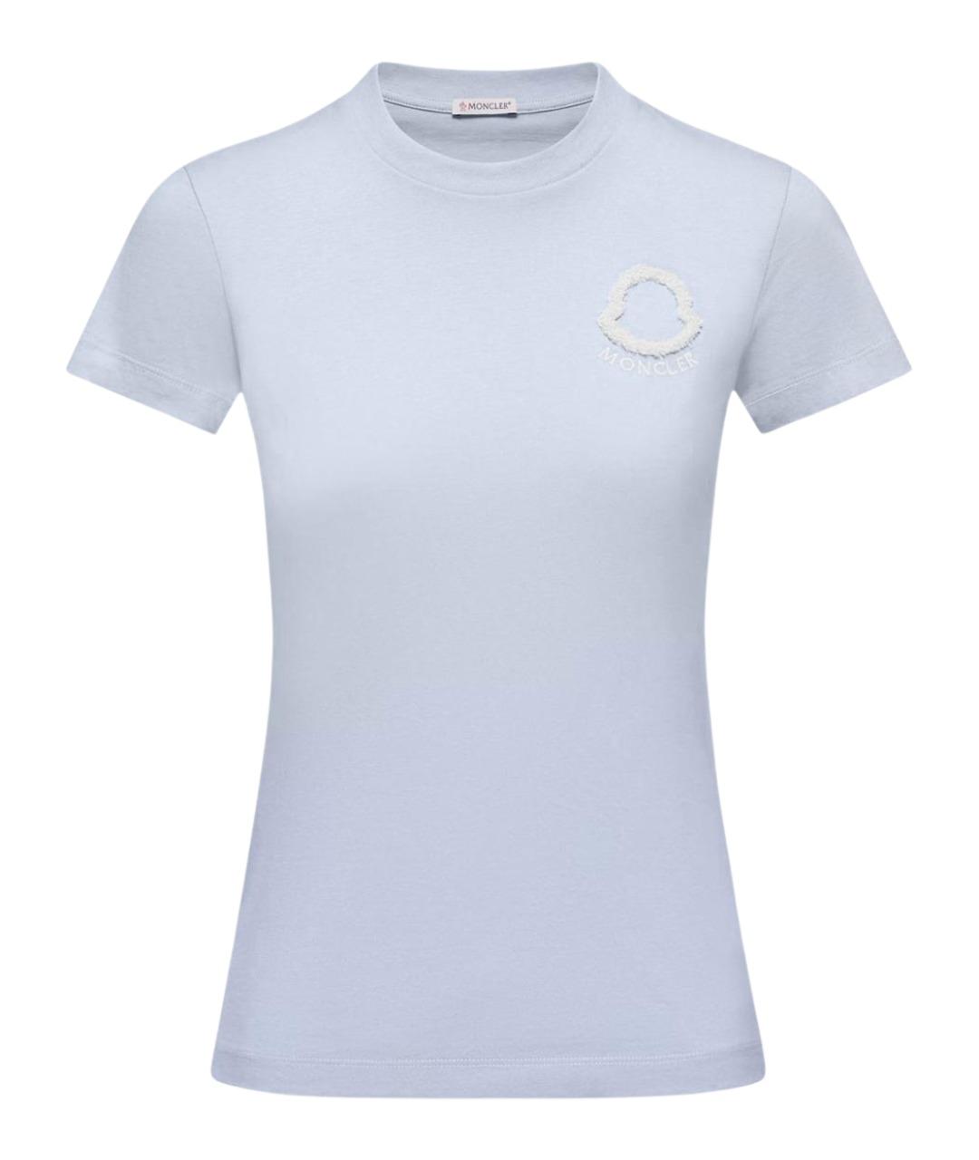 MONCLER Голубая хлопковая футболка, фото 1