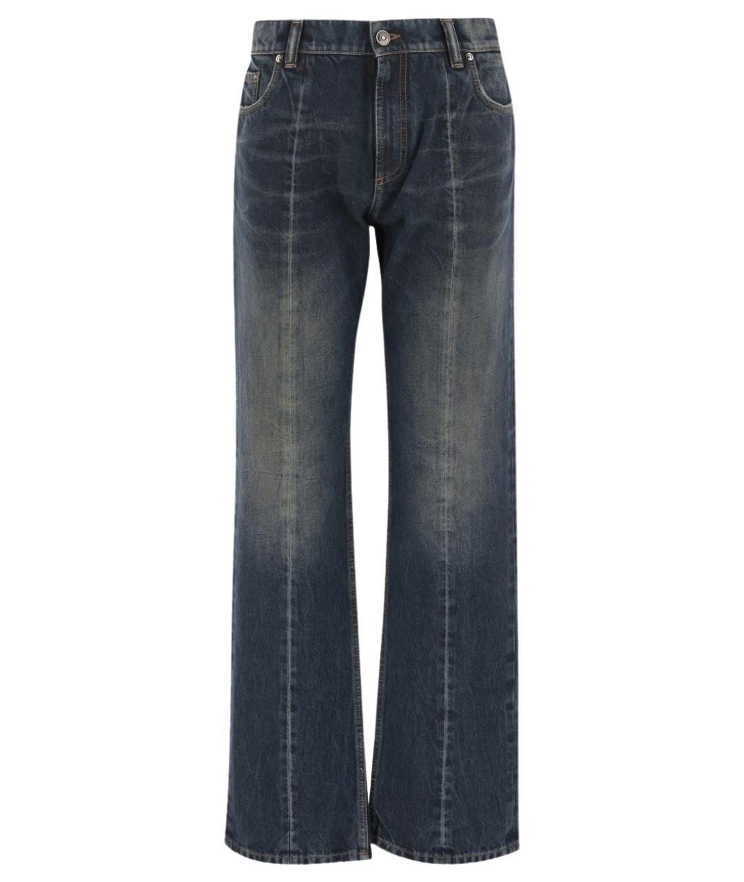 VERSACE Темно-синие хлопковые прямые джинсы, фото 1