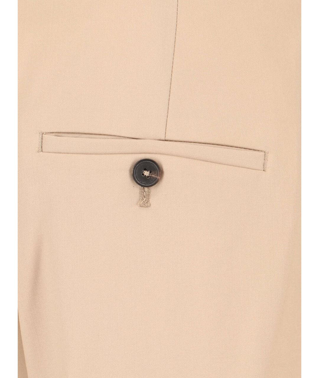 ROHE Бежевые шерстяные прямые брюки, фото 4