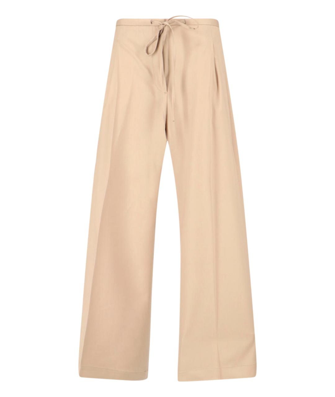 ROHE Бежевые шерстяные прямые брюки, фото 1