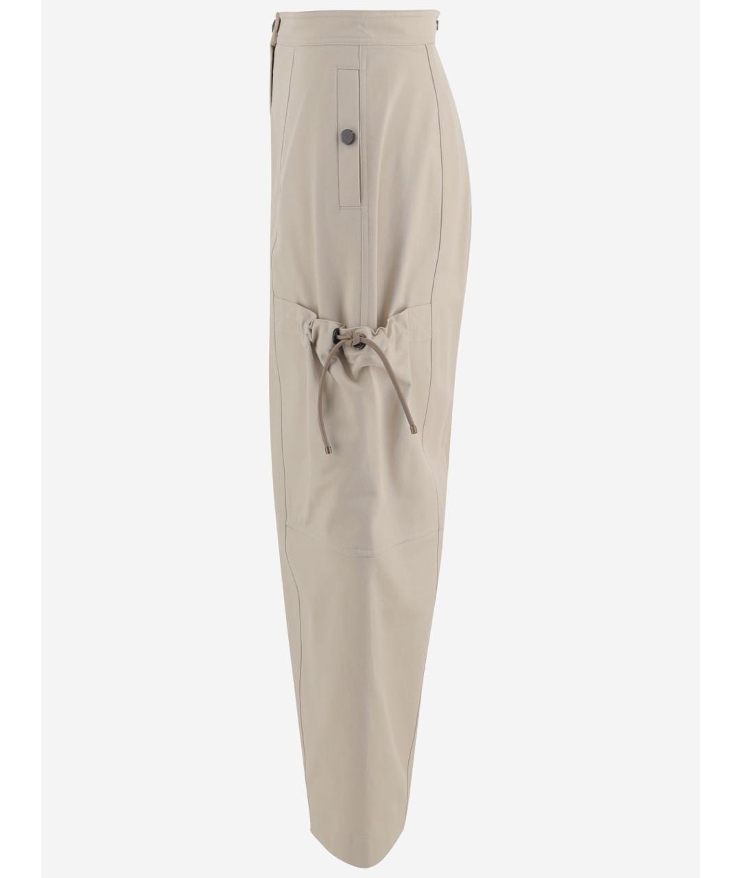 MAX MARA Бежевые хлопковые прямые брюки, фото 3