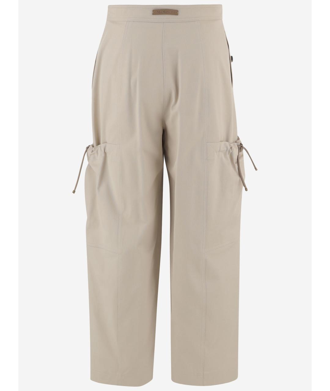 MAX MARA Бежевые хлопковые прямые брюки, фото 2