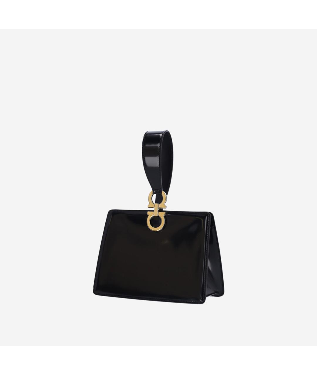 FERRAGAMO Черная кожаная сумка с короткими ручками, фото 2