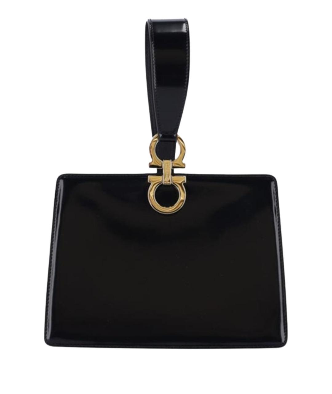 FERRAGAMO Черная кожаная сумка с короткими ручками, фото 1