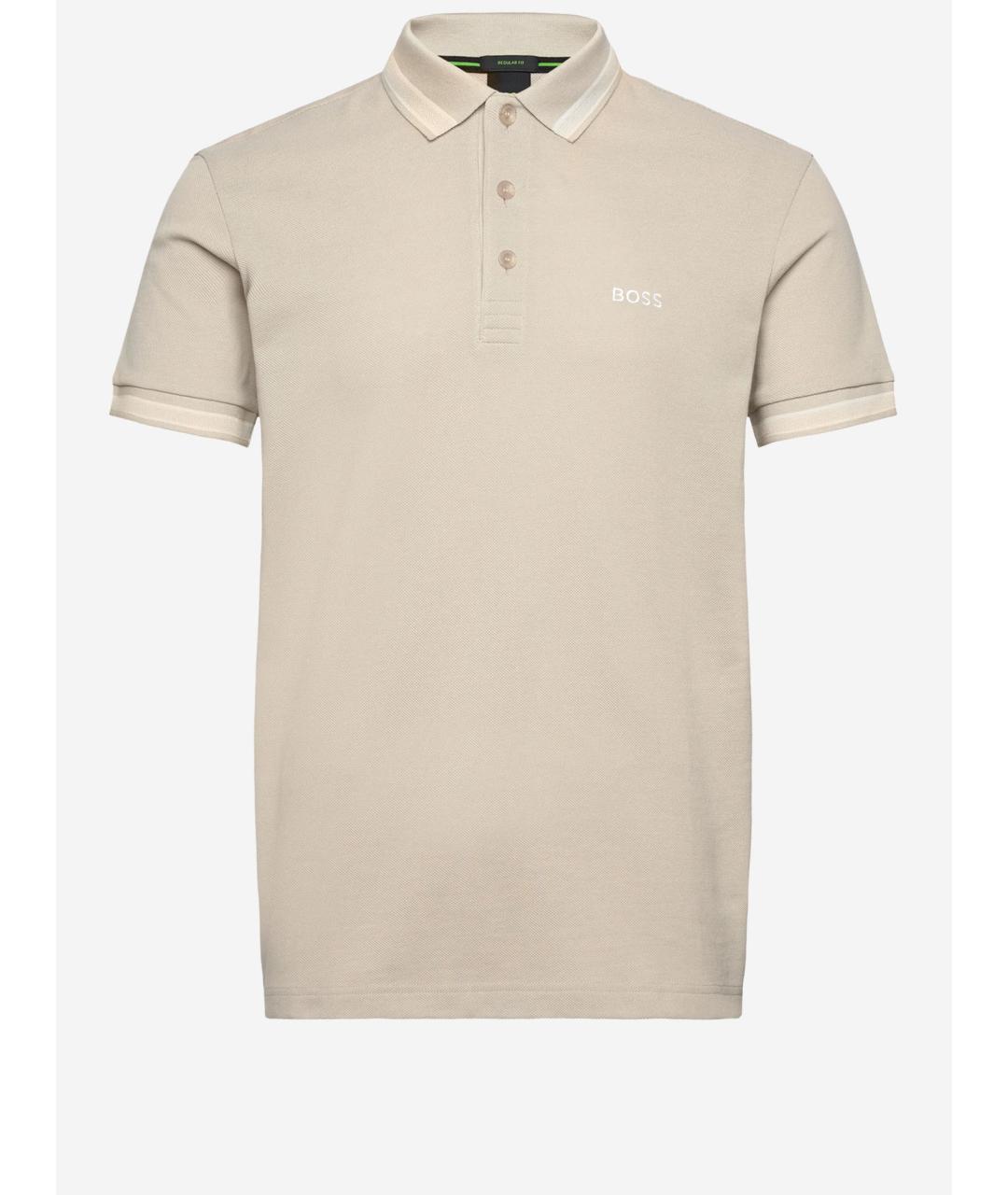 HUGO BOSS Бежевое хлопковое поло с коротким рукавом, фото 4