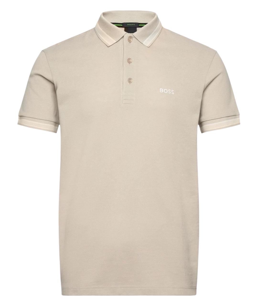 HUGO BOSS Бежевое хлопковое поло с коротким рукавом, фото 1