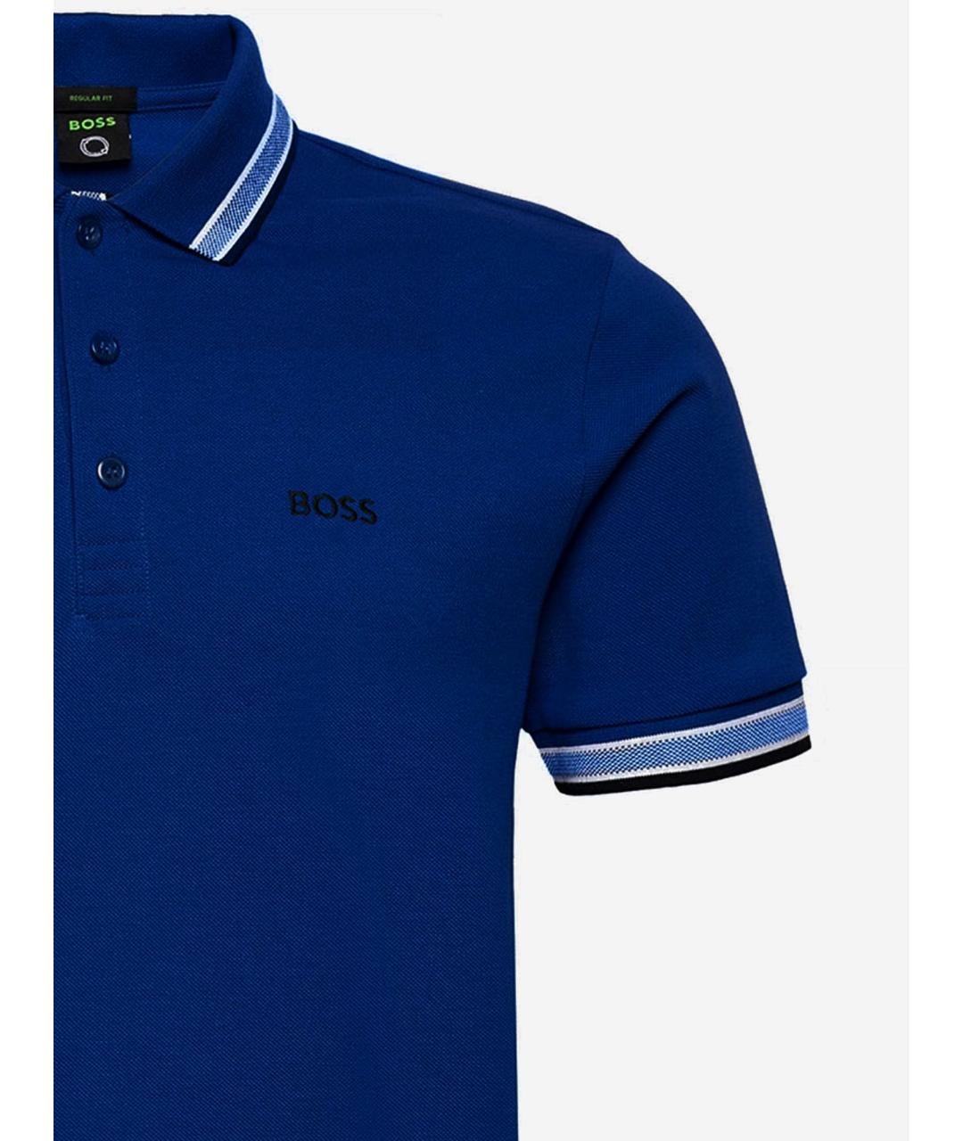 HUGO BOSS Синее хлопковое поло с коротким рукавом, фото 3