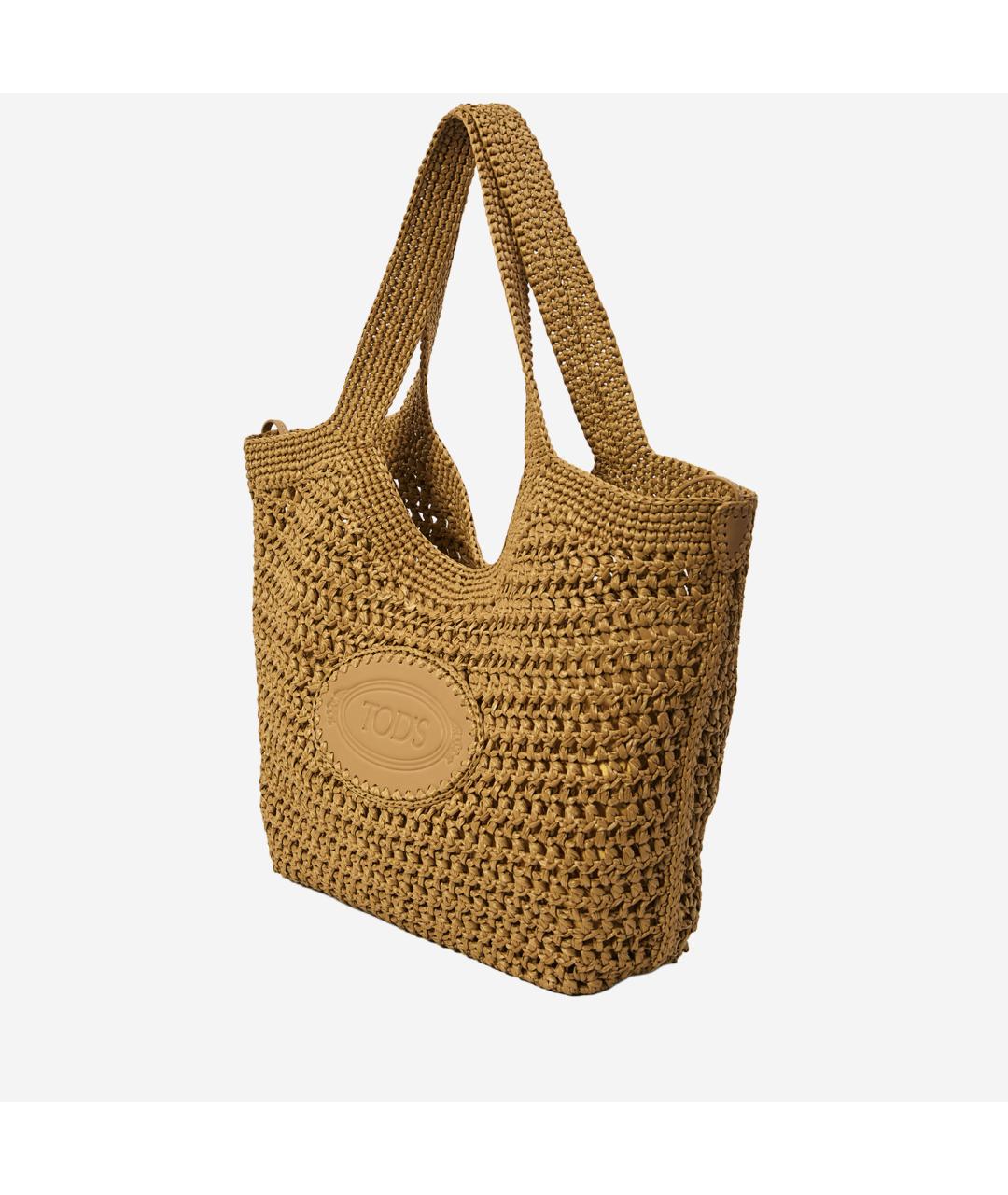 TOD'S Коричневая пелетеная сумка тоут, фото 2