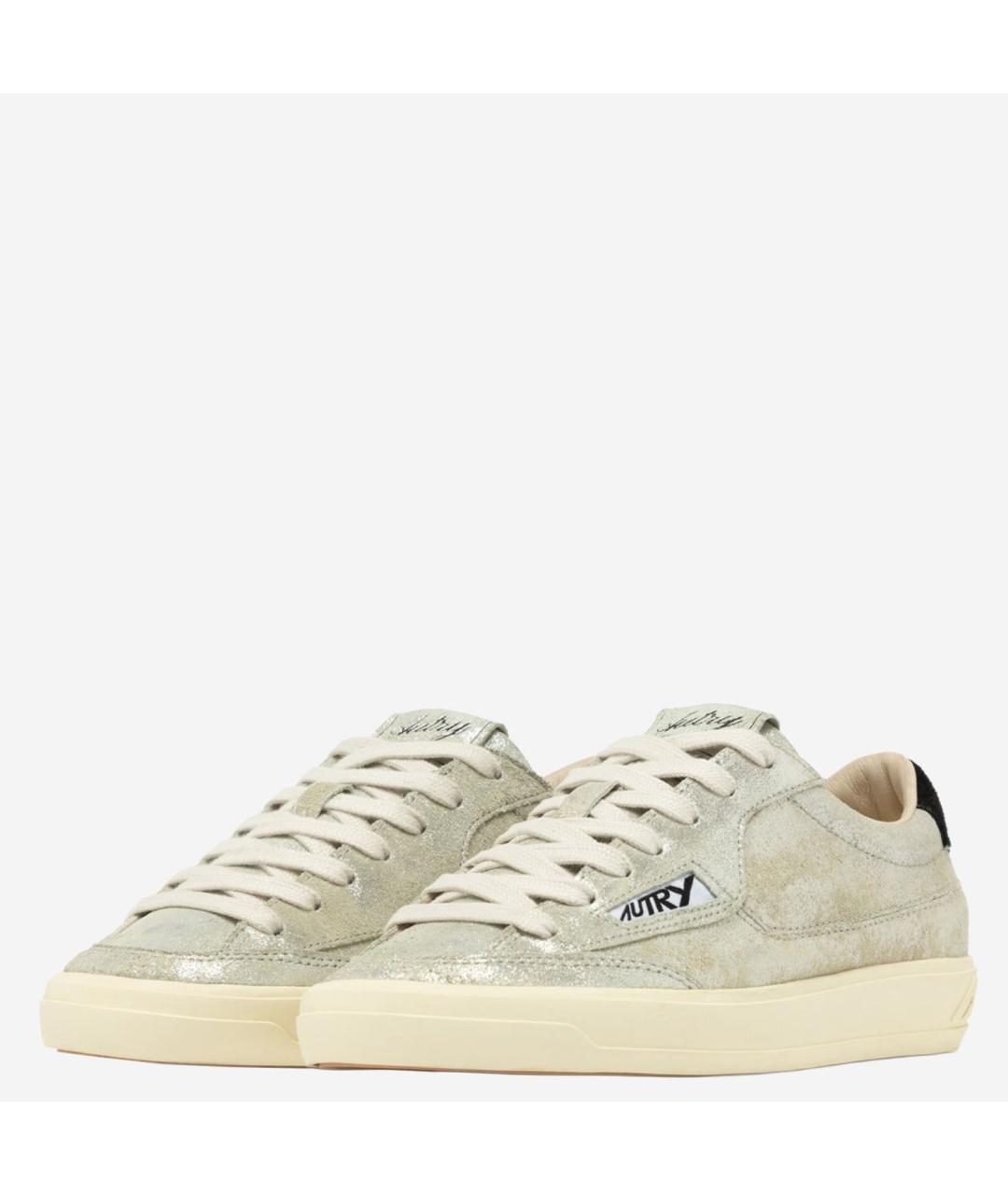 AUTRY Серебряные кожаные кроссовки, фото 3