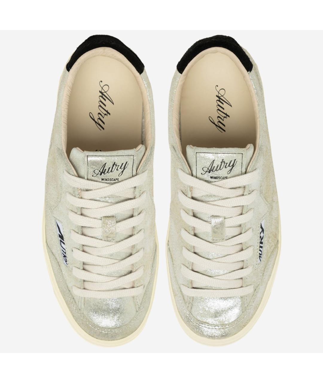 AUTRY Серебряные кожаные кроссовки, фото 2