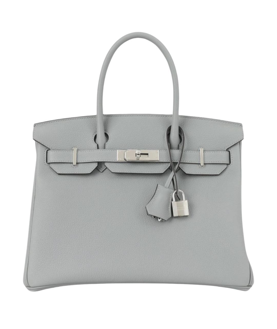 HERMES Серая кожаная сумка с короткими ручками, фото 1