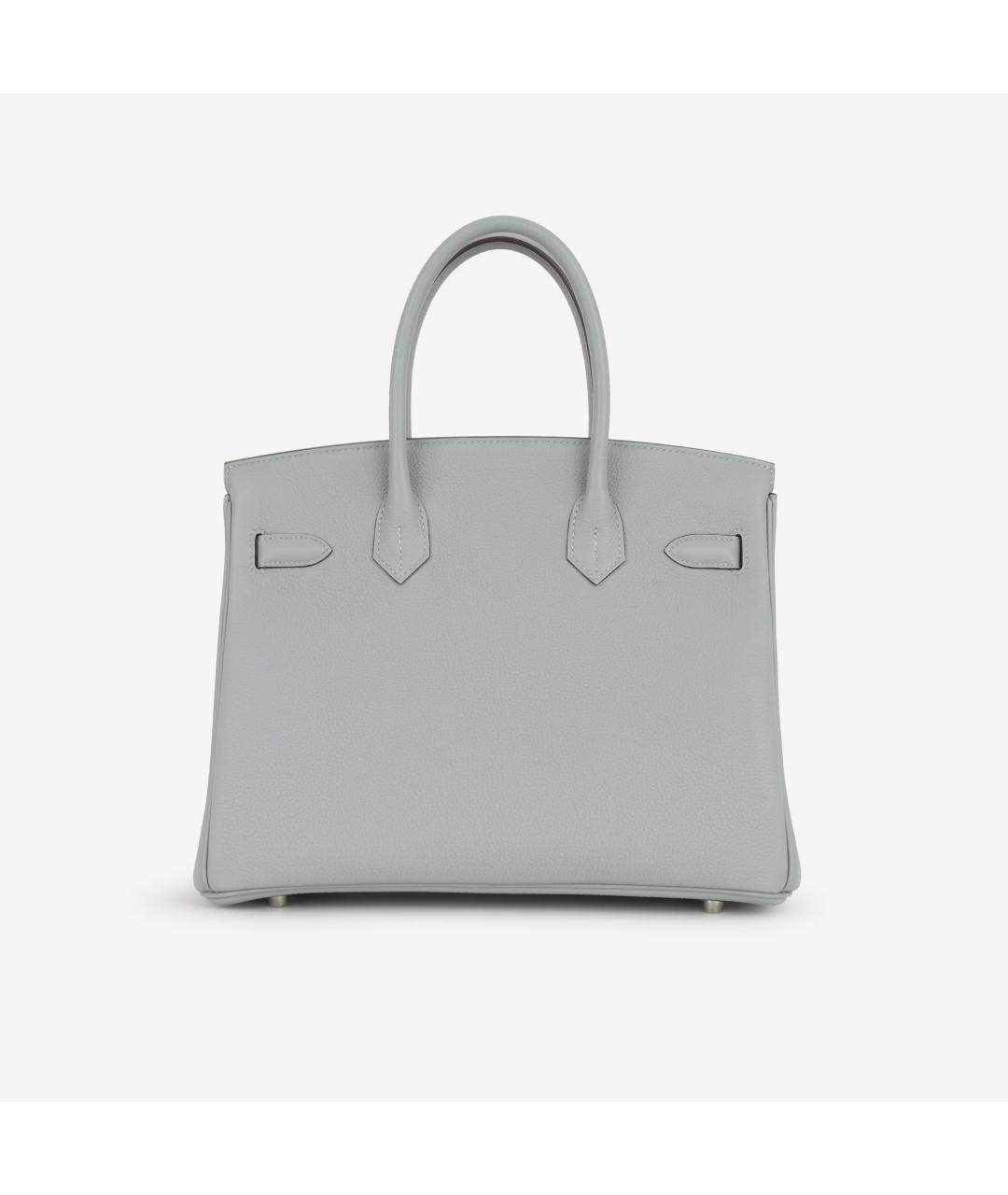 HERMES Серая кожаная сумка с короткими ручками, фото 3