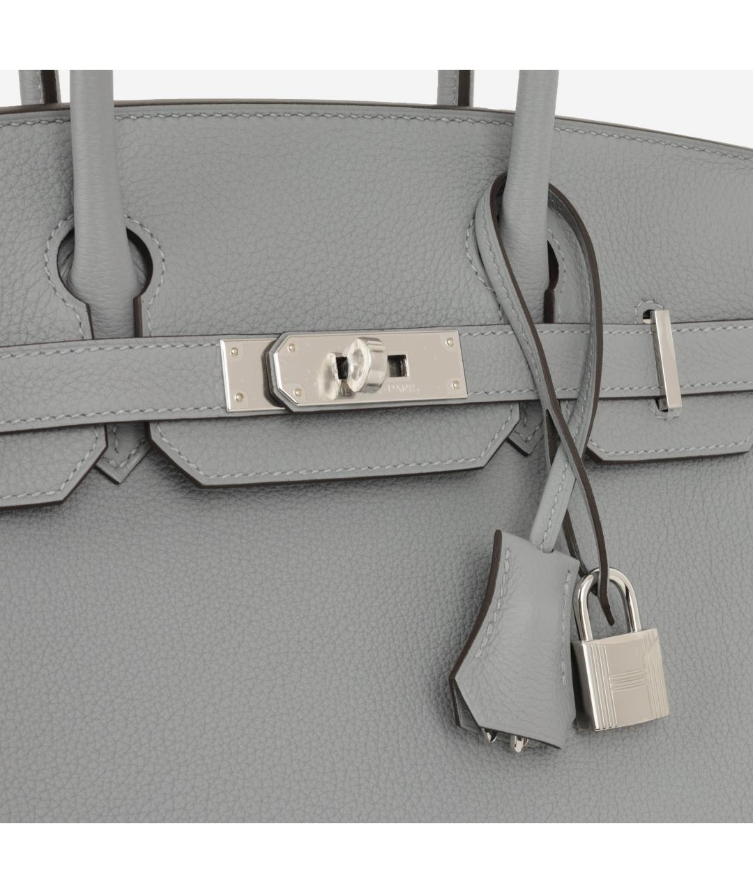 HERMES Серая кожаная сумка с короткими ручками, фото 5