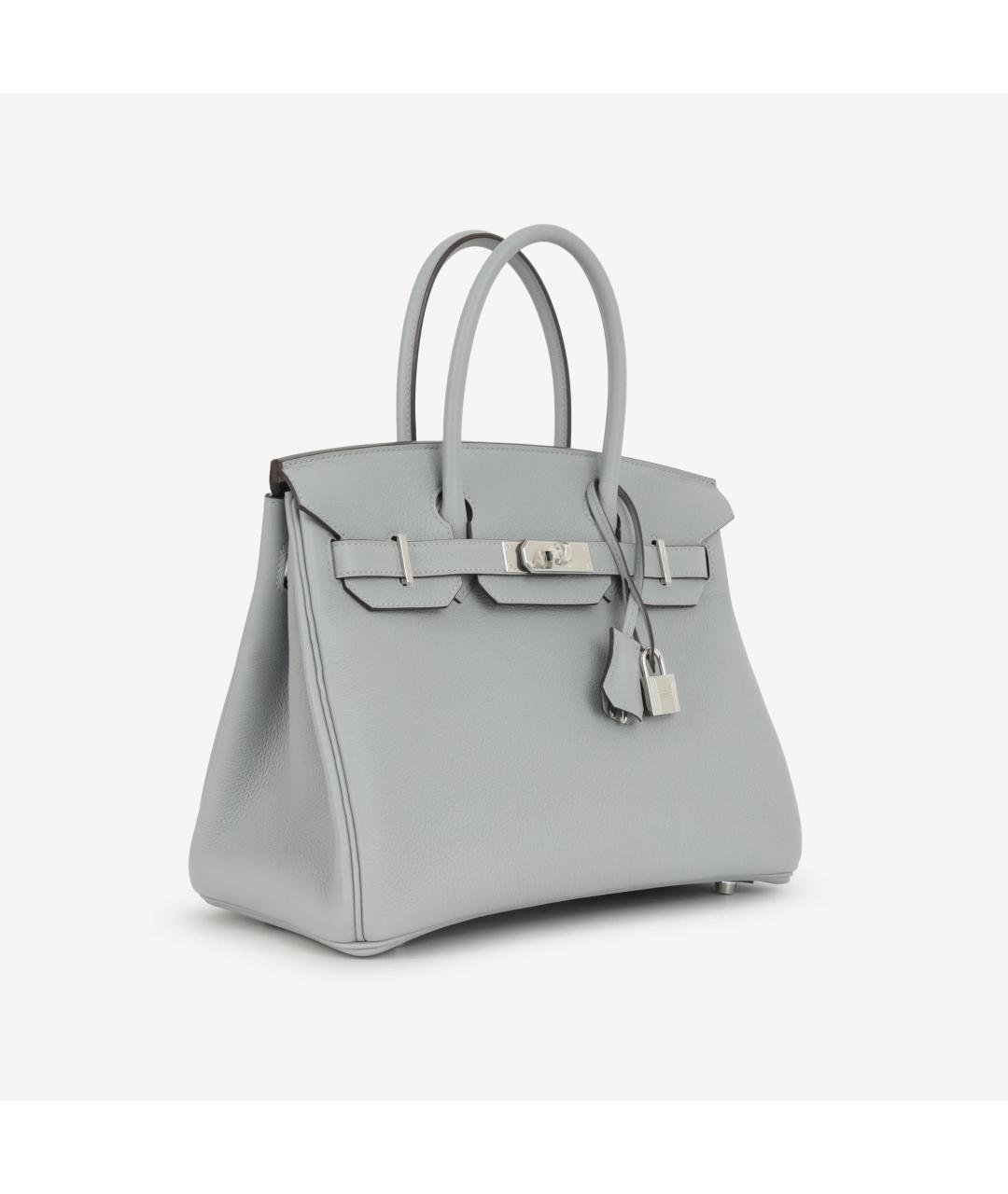 HERMES Серая кожаная сумка с короткими ручками, фото 4