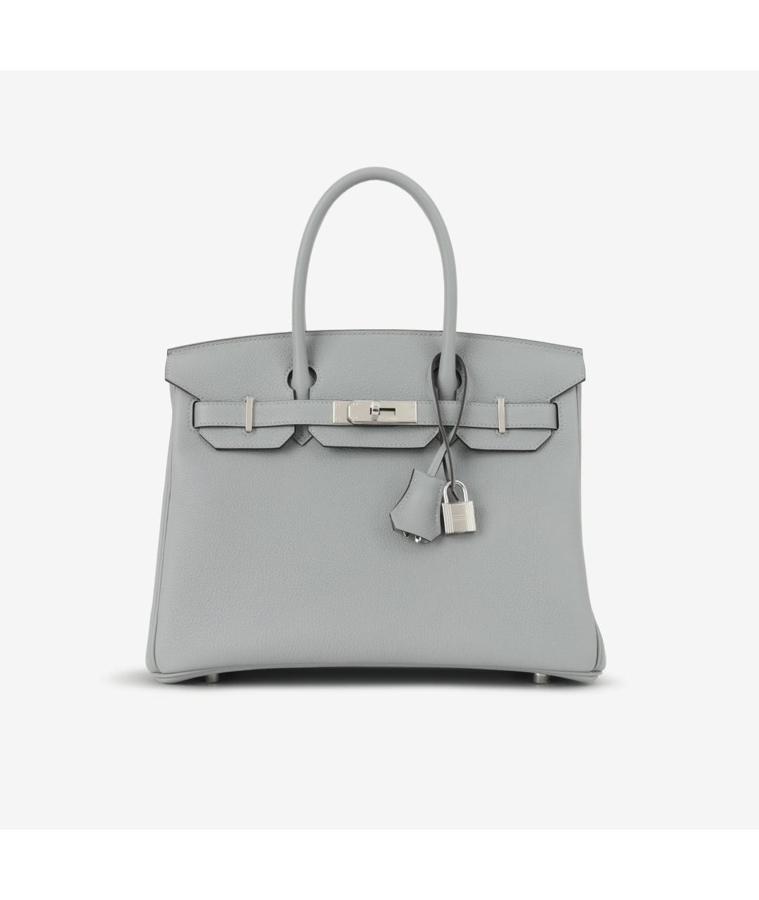 HERMES Серая кожаная сумка с короткими ручками, фото 2