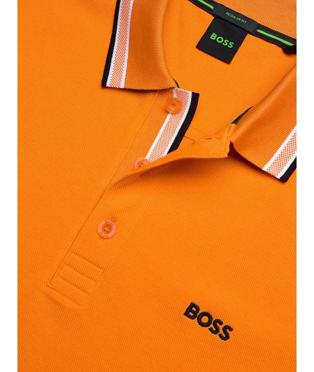 HUGO BOSS Оранжевое хлопковое поло с коротким рукавом, фото 3