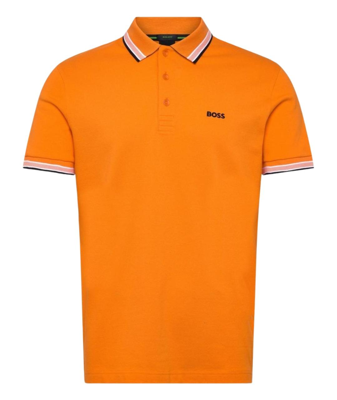 HUGO BOSS Оранжевое хлопковое поло с коротким рукавом, фото 1