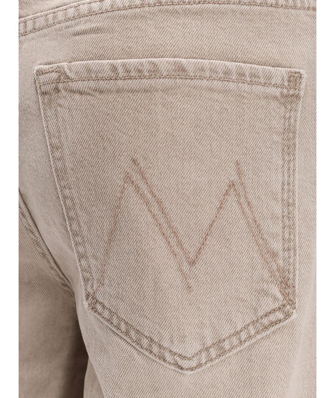 MOTHER Бежевые хлопковые прямые джинсы, фото 3