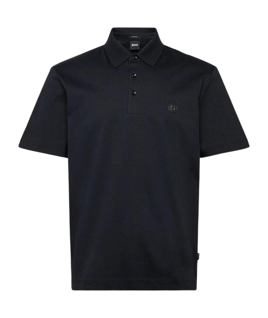 HUGO BOSS Синее хлопковое поло с коротким рукавом, фото 1