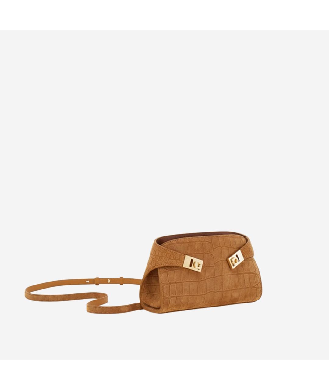 FERRAGAMO Коричневая кожаная сумка через плечо, фото 2