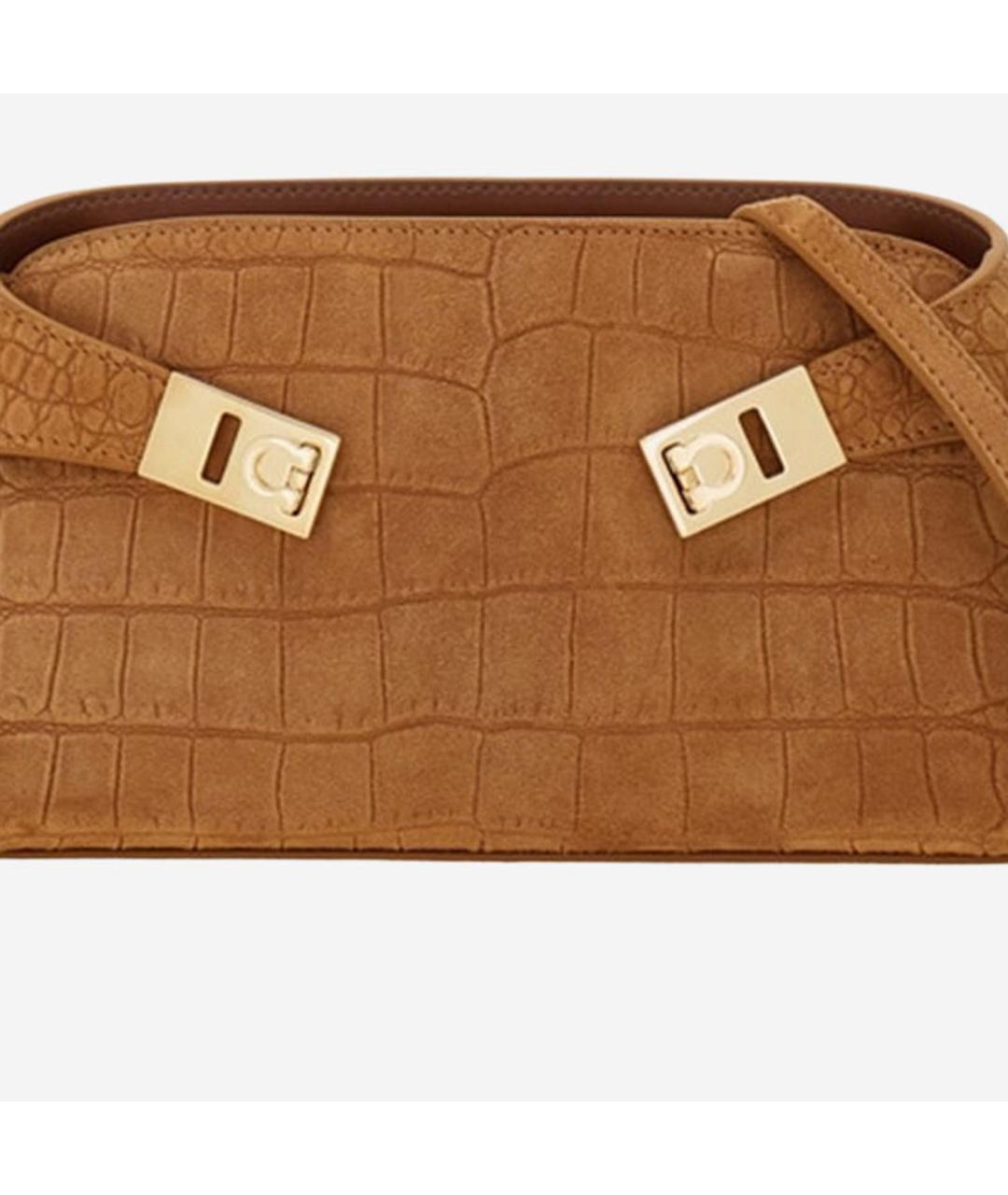 FERRAGAMO Коричневая кожаная сумка через плечо, фото 5