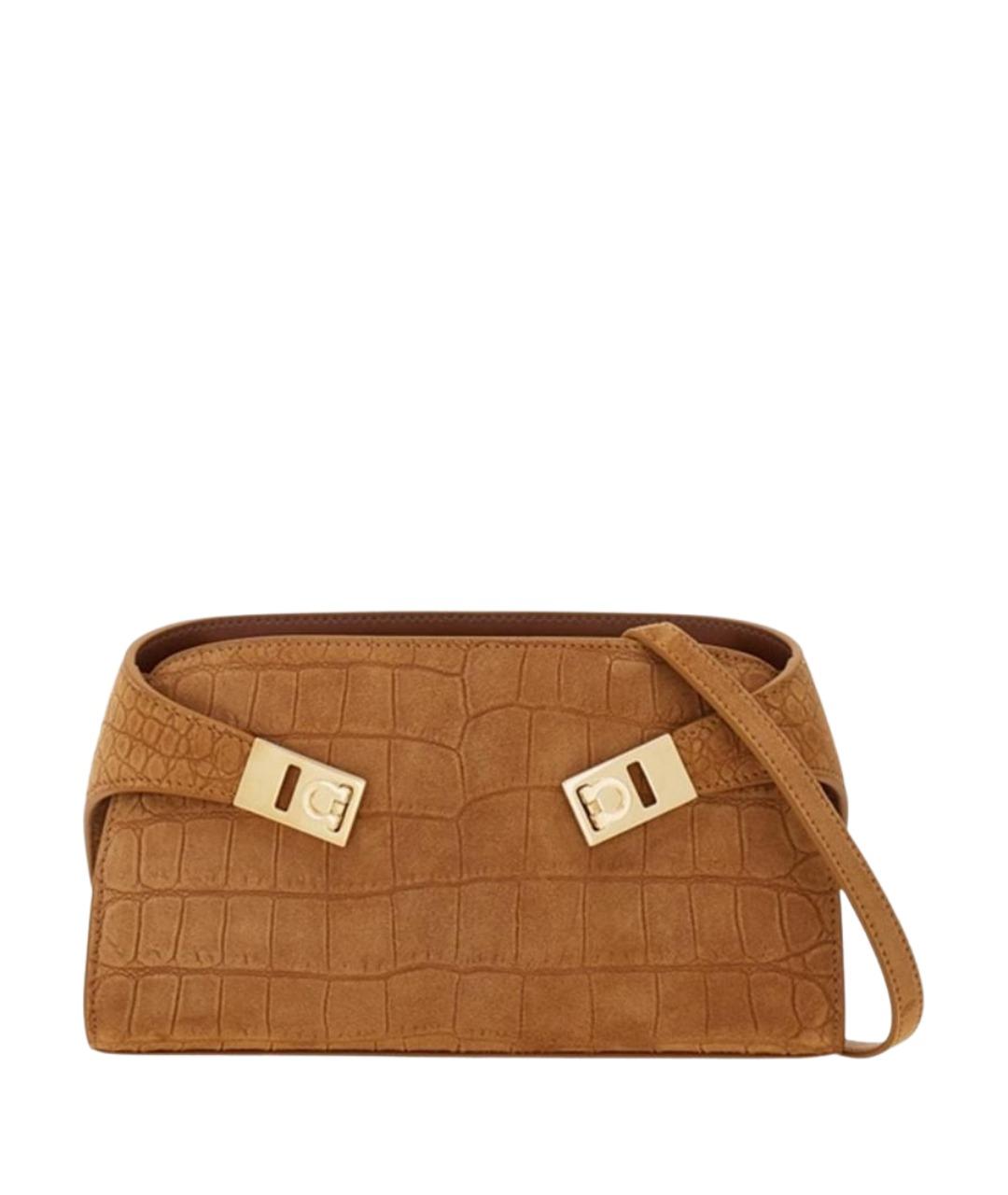 FERRAGAMO Коричневая кожаная сумка через плечо, фото 1