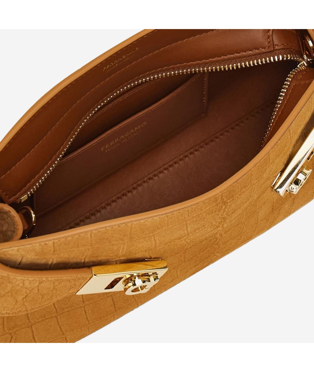 FERRAGAMO Коричневая кожаная сумка через плечо, фото 4