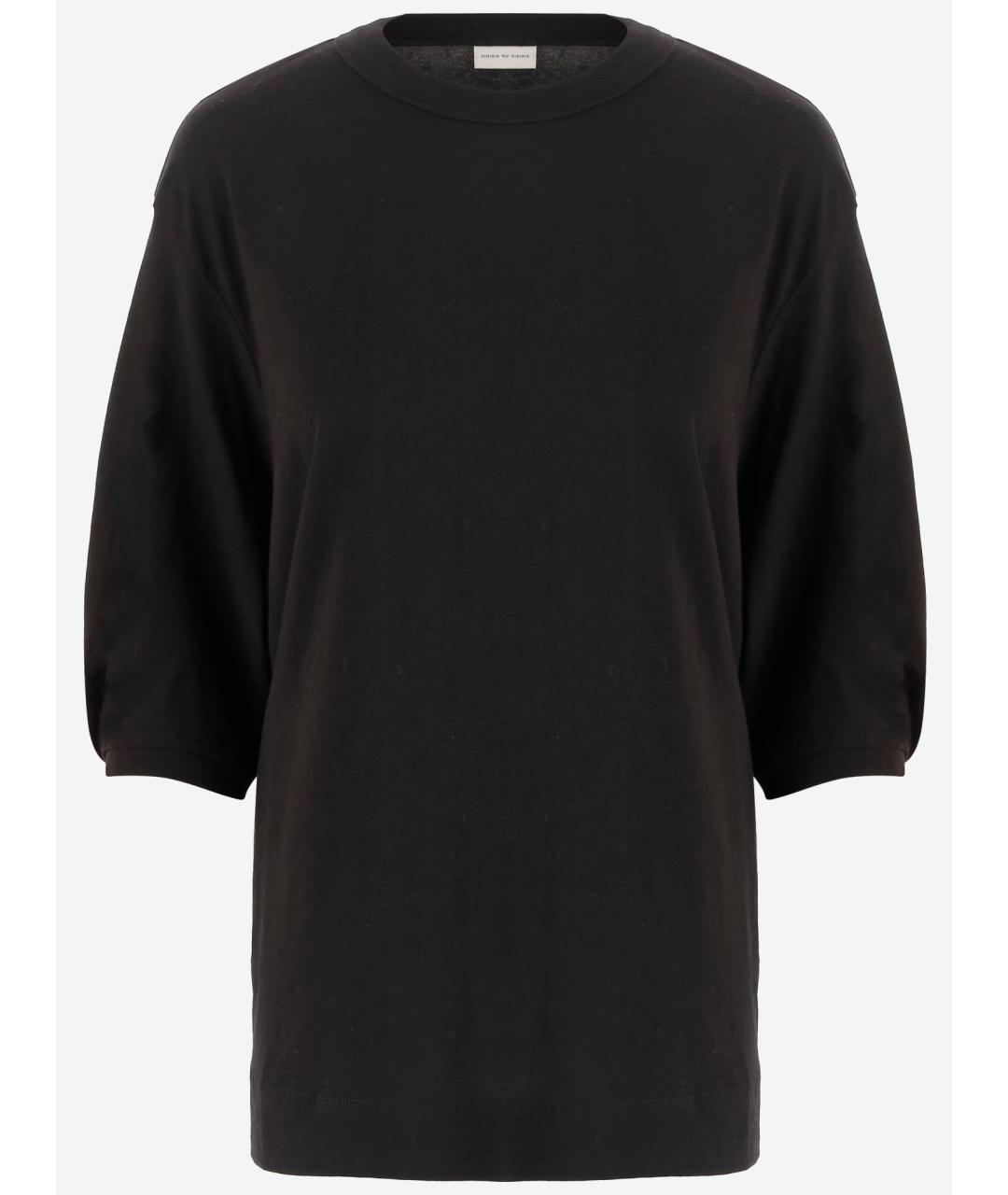 DRIES VAN NOTEN Черная хлопковая футболка, фото 4