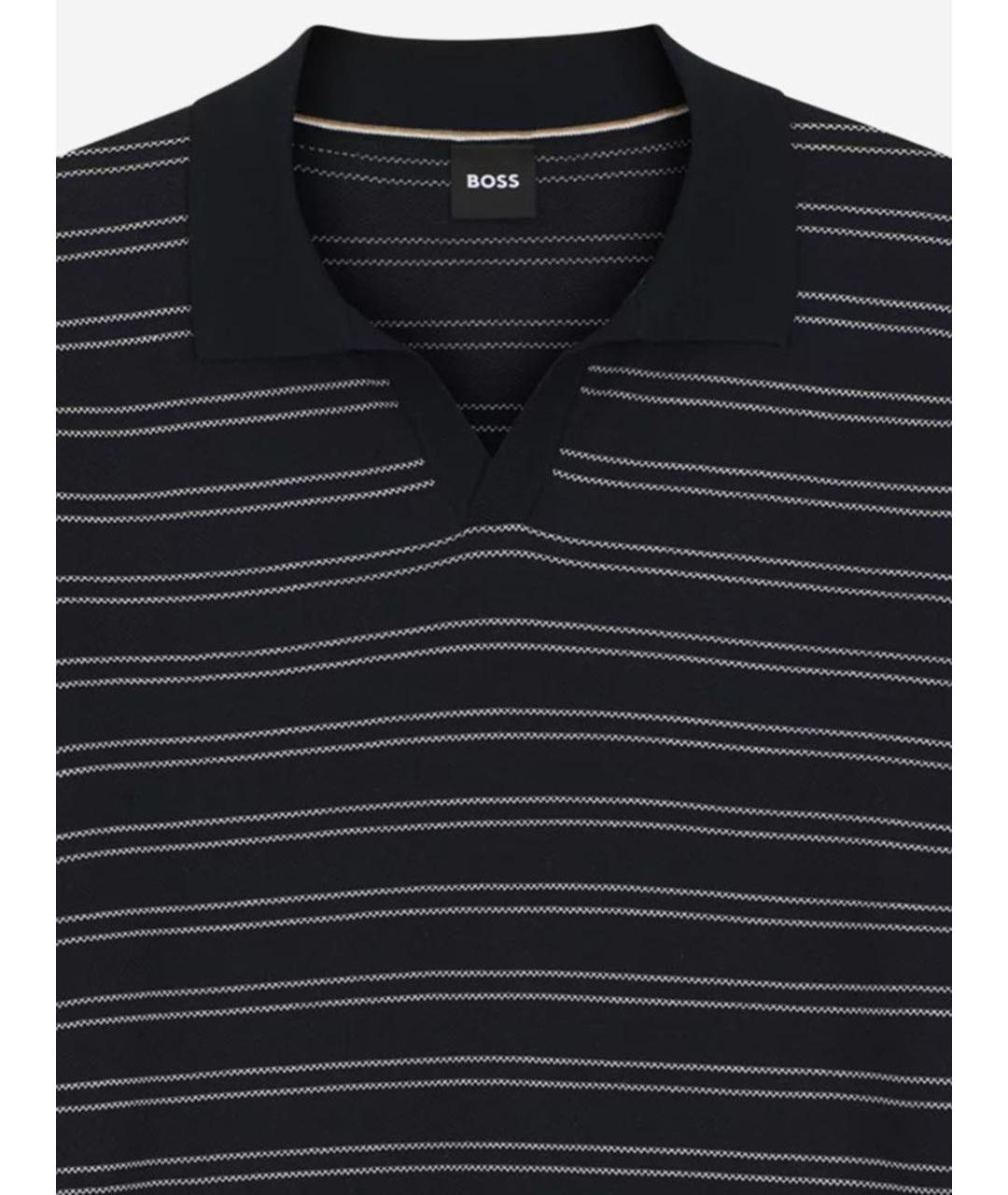 HUGO BOSS Темно-синее хлопковое поло с коротким рукавом, фото 3