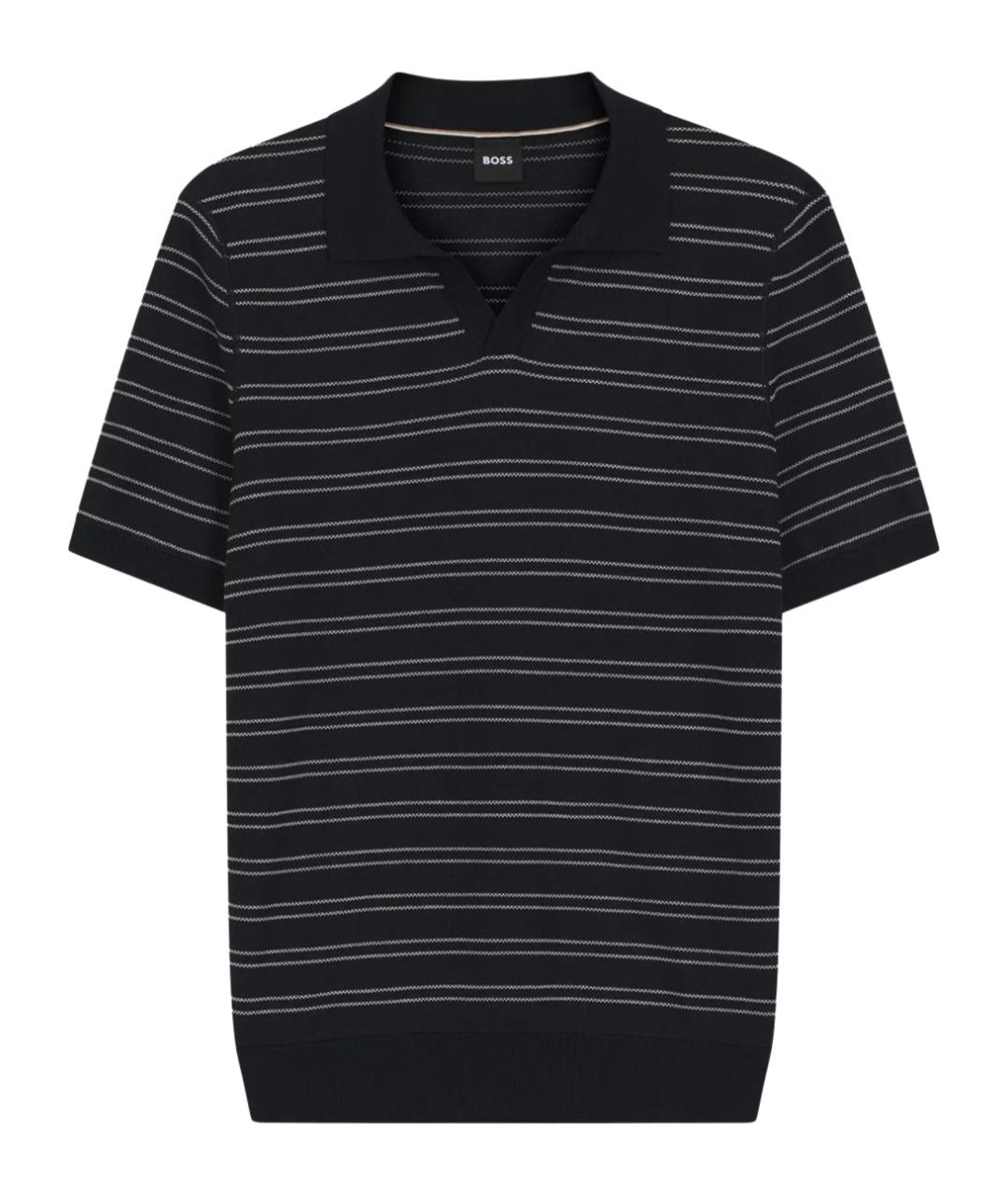 HUGO BOSS Темно-синее хлопковое поло с коротким рукавом, фото 1