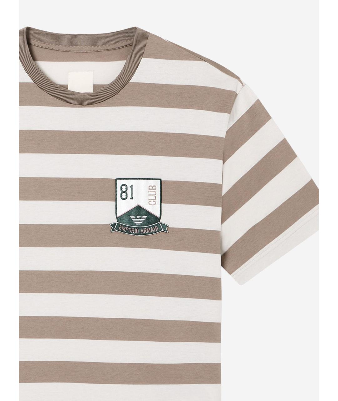 EMPORIO ARMANI Бежевая хлопковая футболка, фото 3