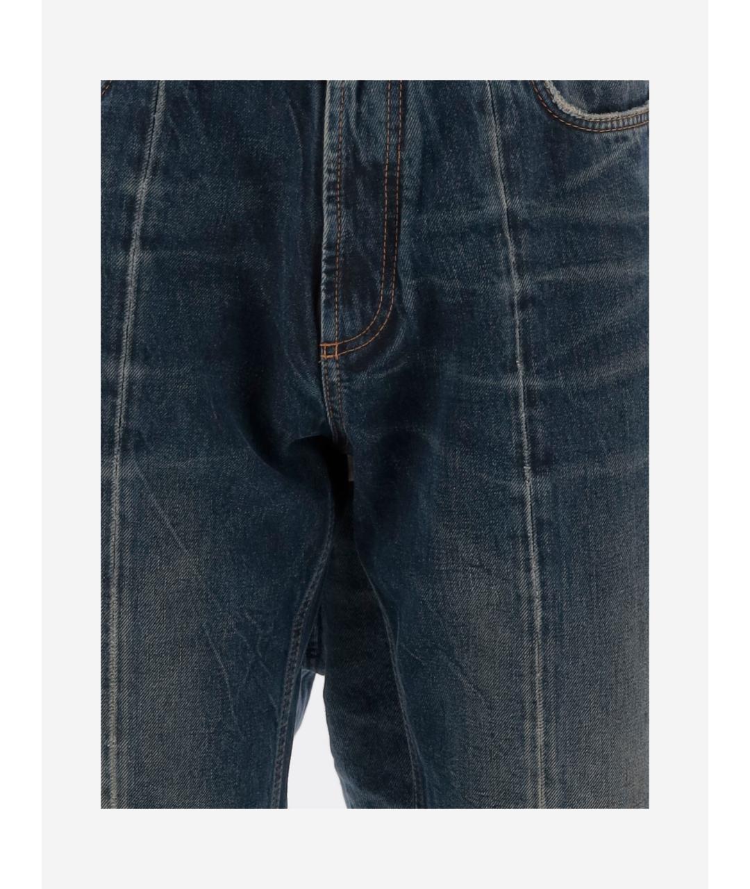 VERSACE Темно-синие хлопковые прямые джинсы, фото 3