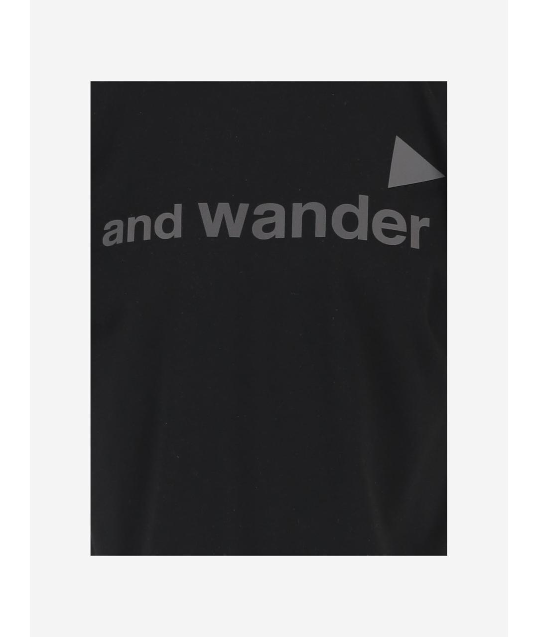 AND WANDER Черная хлопковая футболка, фото 3