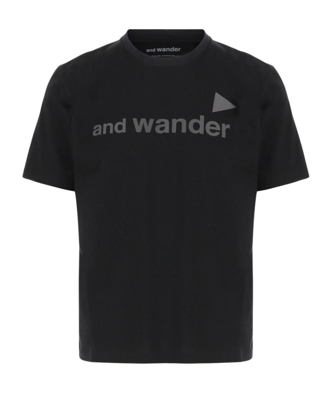 AND WANDER Черная хлопковая футболка, фото 1