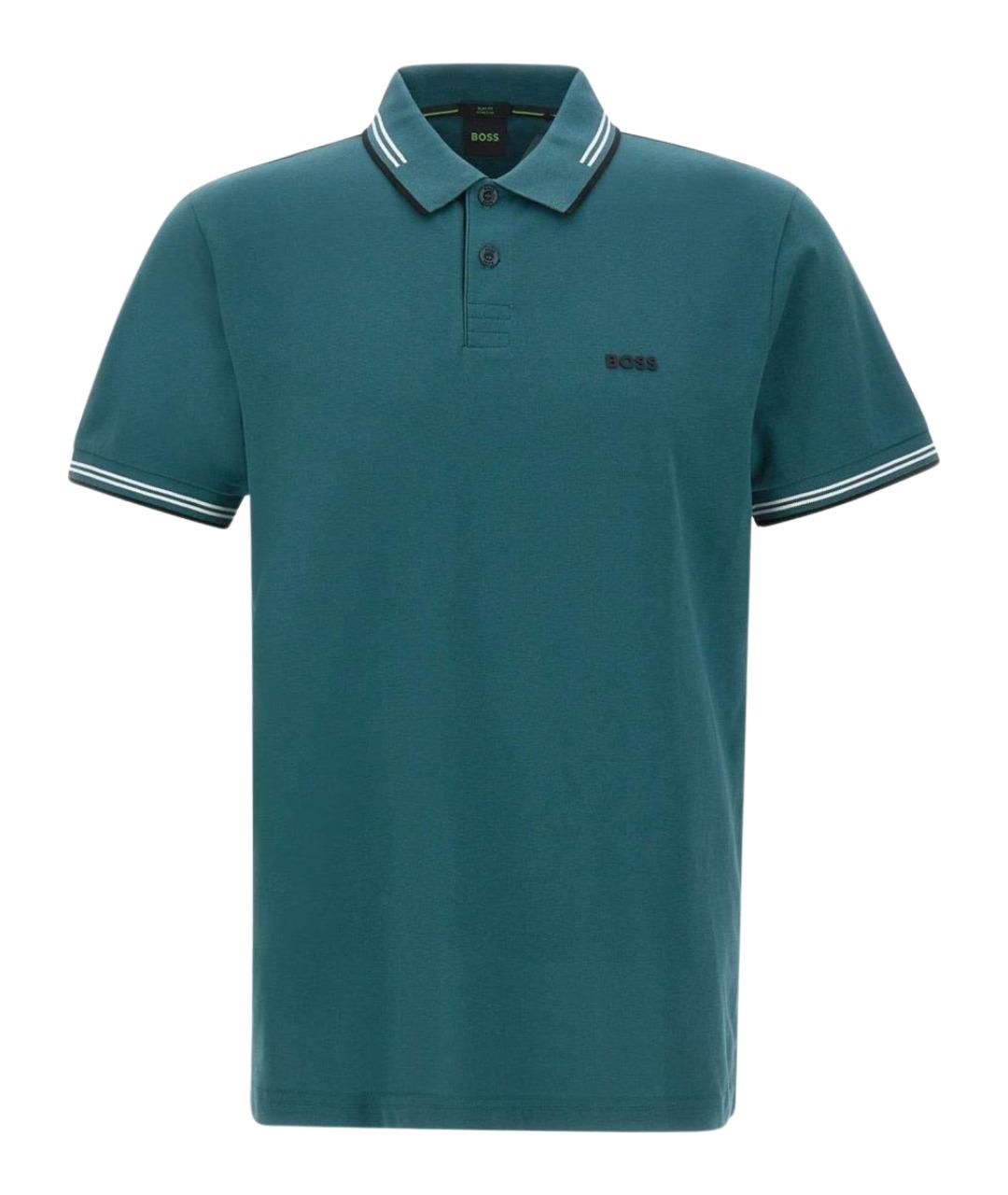 HUGO BOSS Синее хлопковое поло с коротким рукавом, фото 1