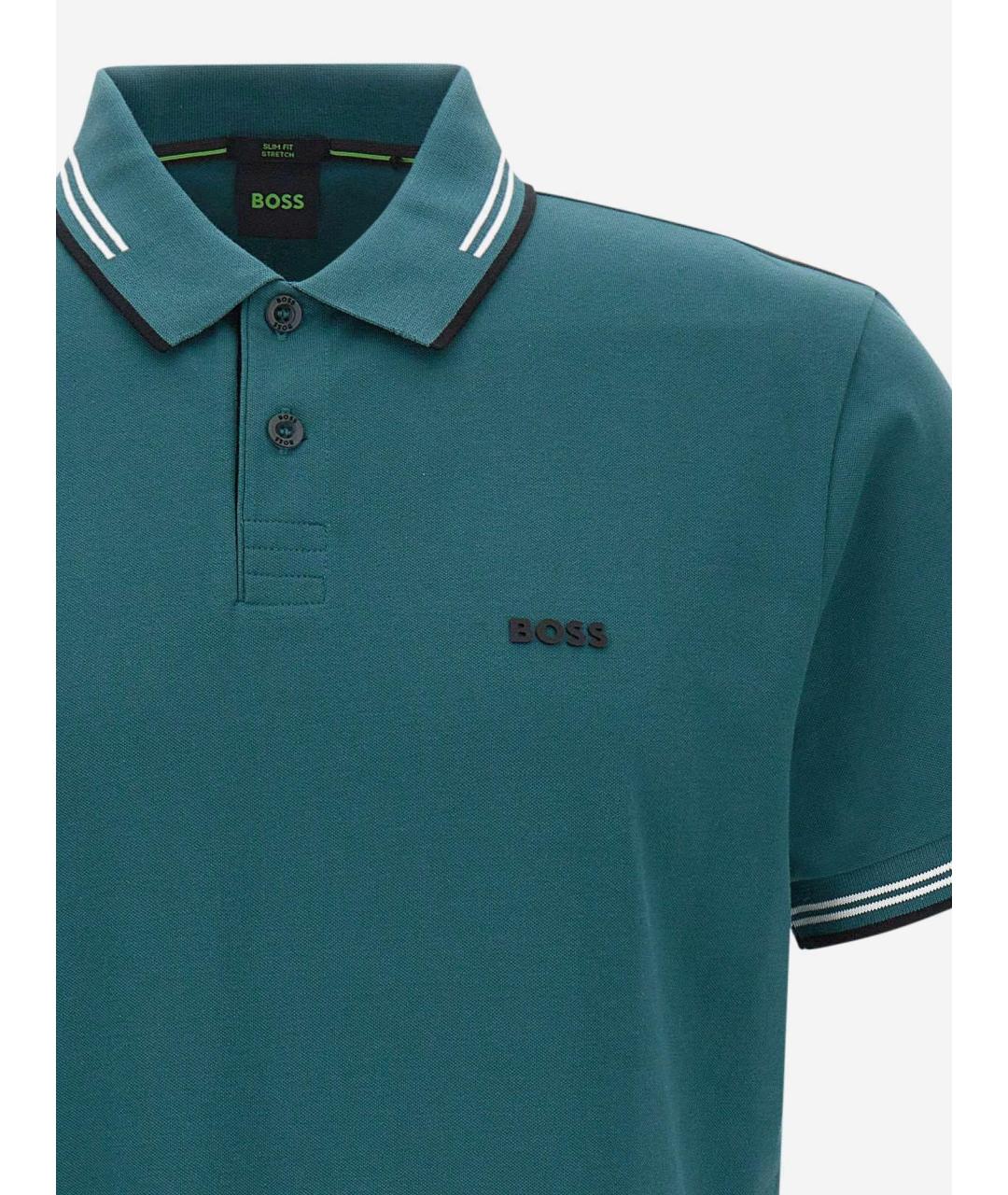 HUGO BOSS Синее хлопковое поло с коротким рукавом, фото 3