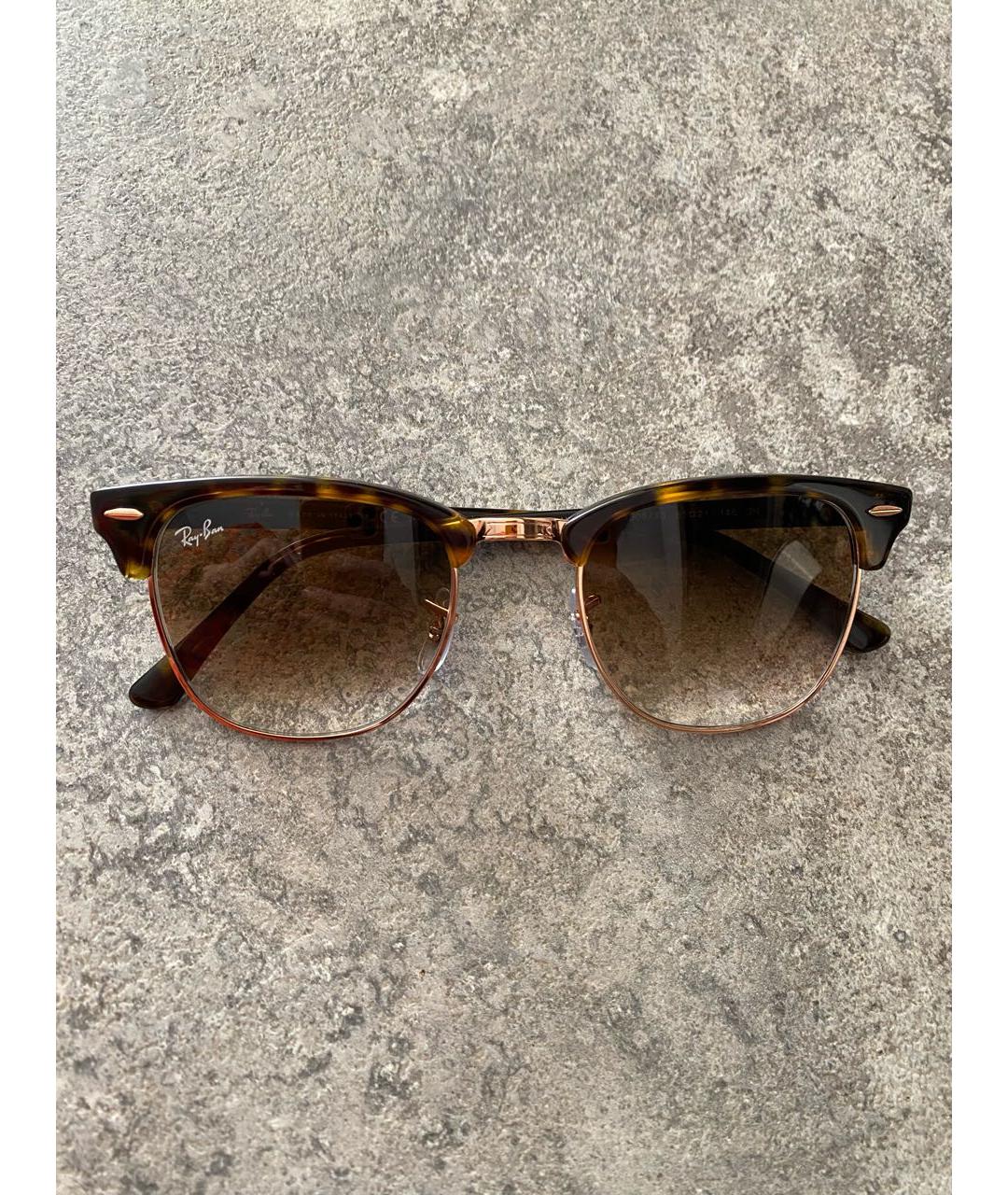 RAY BAN Коричневые пластиковые солнцезащитные очки, фото 4