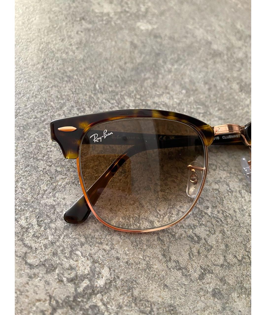 RAY BAN Коричневые пластиковые солнцезащитные очки, фото 2