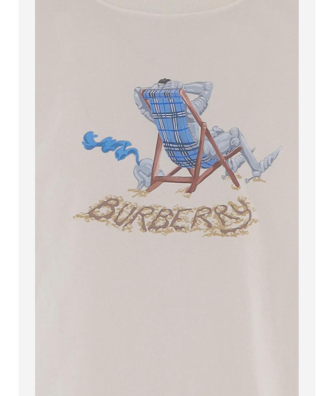 BURBERRY Белая хлопковая футболка, фото 3