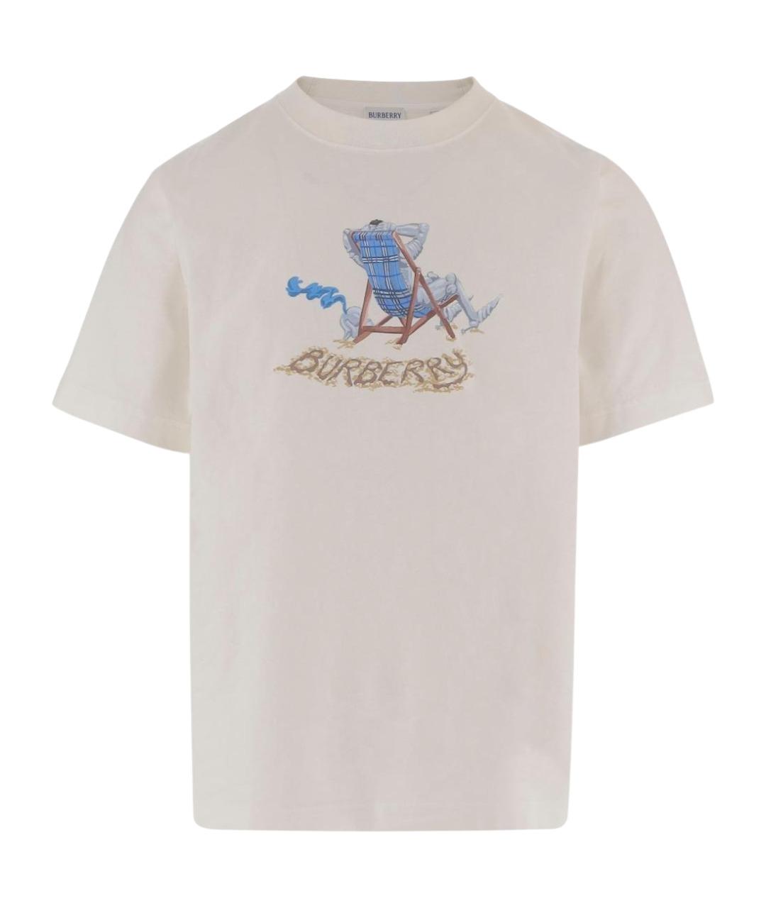 BURBERRY Белая хлопковая футболка, фото 1