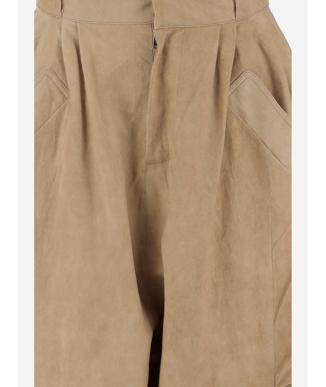 NICCOLO PASQUALETTI Бежевые хлопко-леновые прямые джинсы, фото 3